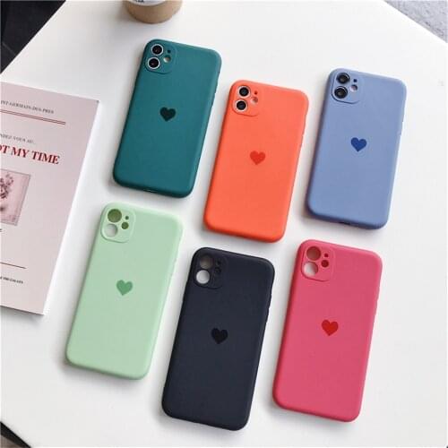 Solid Camera Protection Love Heart Phone Case For iphone 12 XR 11 pro max X XS MAX 8 7 6 6s plus SE2020 TPU Soft Silicone Cover