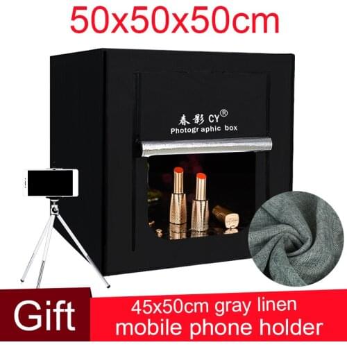 50cm 20inch LED Photo Studio Softbox Light Tent Soft Box +AC Adapter +Backgrounds for Phone Camera DSLR Jewelry Toys Shoes