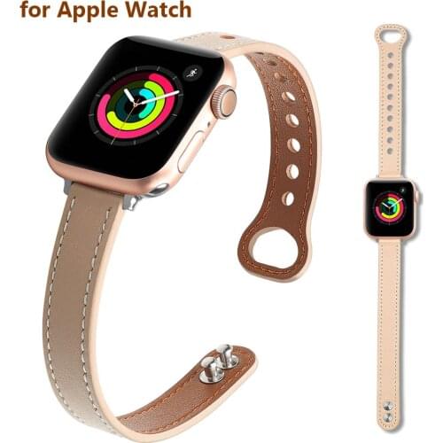 Sport Slim Leather Bands for Apple Watch Band 38mm 42mm 40mm 44mm Thin Strap Soft Narrow Replacement Wristband for iWatch SE/3/6