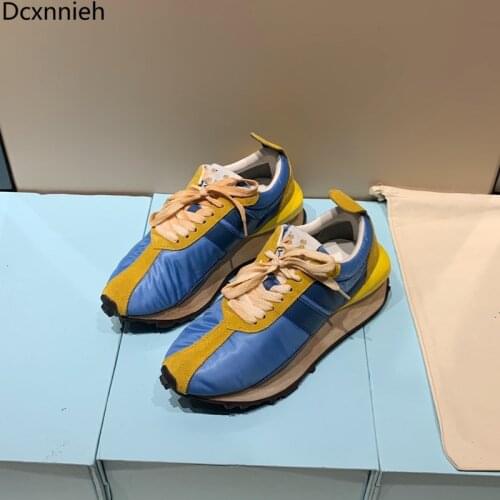 Real Leather Thick Bottom Plate Shoes purple White Stylish Street Walking Shoes All-match Lace-Up Casual Sport Shoe Woman 2020