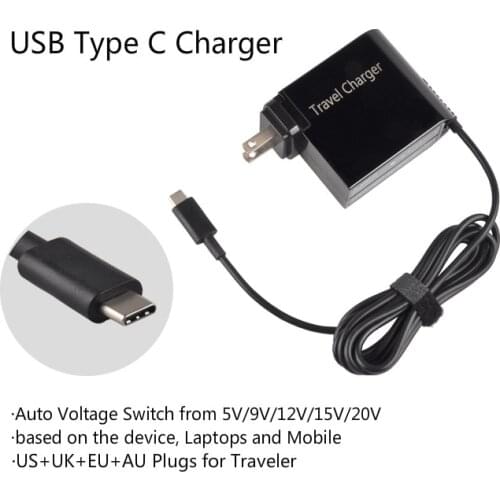 20V 3.25A 65W Universal USB Type C Laptop Mobile Phone Power Adapter Charger for Lenovo Asus HP Dell Xiaomi Huawei Google 4 Plug