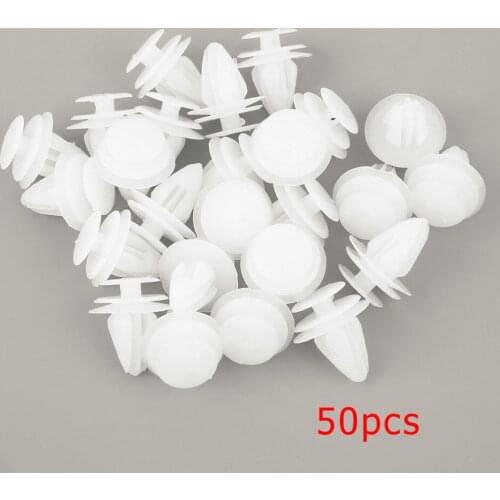50 Pcs 8mm Universal Automobile Bumpers Hole Plastic Push Screw Rivet Door Buckle Panel Fixings Clips White For Car Auto