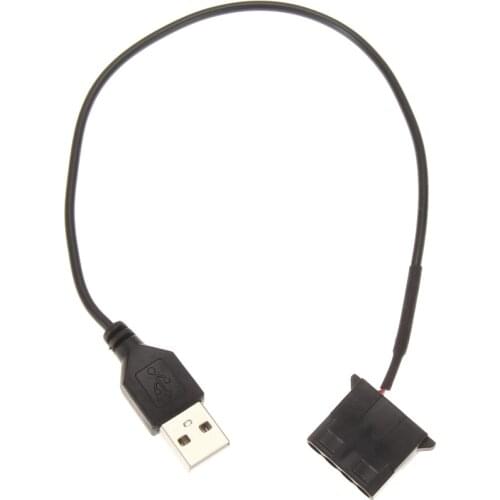 USB to 4 pin PC Quite Computer Case Fan 1 Feet Cable Adapter Cord 12v 4Pin Female to 5V USB 2.0 Male USB Adapter Cable