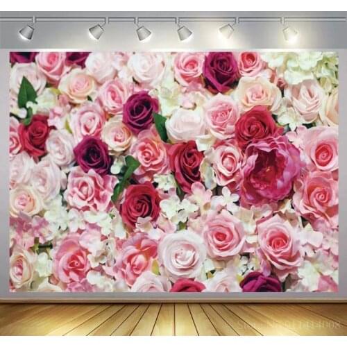Vinyl Wedding Photography Backdrops For Photo 3D Rose Flower Wall Party Backgrounds Birthday Baby shower Backdrop
