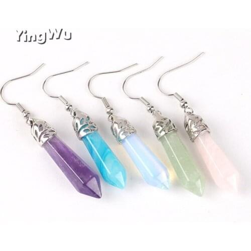 Yingwu Wholesale 20 pairs Lot Hexagon Malachite Opal Earrings For Women Antique Silver Plated Party Earring Fashion Jewelry