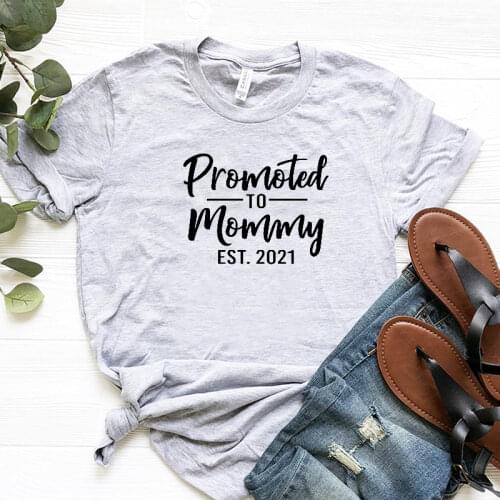 Promoted To Mommy Est 2021 Womens T-shirts Soon To Bee Mama Tshirt Mother-to-be Top Women Oversized Cotton Tops Dropshipping