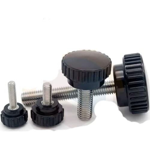 1Pcs M12 Stainless Steel Round head Straight line handle Plastic head Hand screw Small Knob Length 20mm-50mm