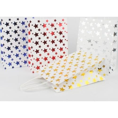 10pcs Star Gift Paper Bag Candy Cookie Packaging Bag Kraft Paper Bag Favor Treat Wedding Party Gift Bag