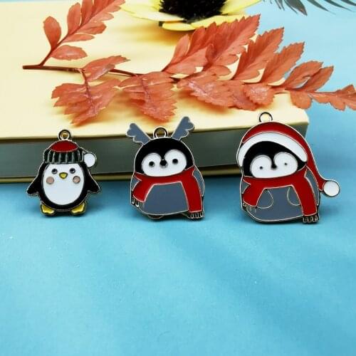 10pcs Enamel Penguin Charm Jewelry Accessories Fashion Earring Pendant Bracelet Necklace Charms Zinc Alloy Diy Finding