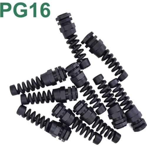 10pcs Waterproof M22 PG16 Nylon Spiral Cable Gland Connector Flex Strain Relief Protector With Lock Nut For 10-14mm Wire Thread