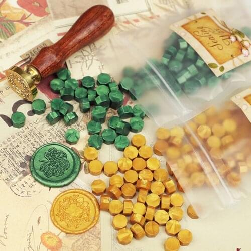 100pcs Octagon Sealing Wax Fire Paint Beads Grain Painting Pill Invitation Card Envelope Stamp Ancient Wax Seal Making Tools