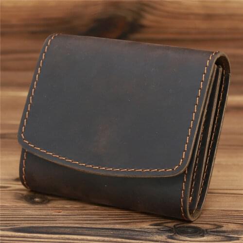 1058 Mens Wallet Genuine Leather Coin Purse Ladies Card Mini Bag Clutch Mens Slim Purse Money Small Wallet Key Holder Gift