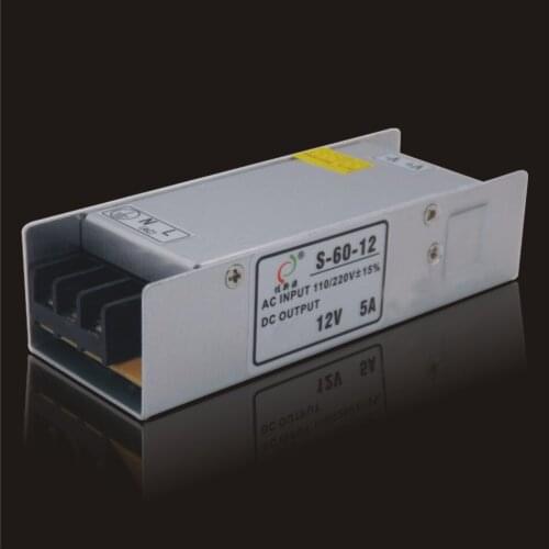 12V 5A 60W Long Series 12.6*4.7*3.2 cm switch mode power supply LED power supply LED Strip power supply SMPS 5pcs/lot