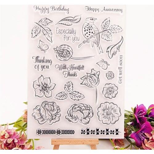 15x21cm flower leaves Transparent Silicone Rubber Clear Stamps cartoon Scrapbooking/DIY Easter Childrens toys album
