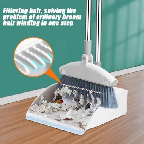 180degree Rotary Broom and Foldable Standing Dustpan Household Floor Cleaning Set E7