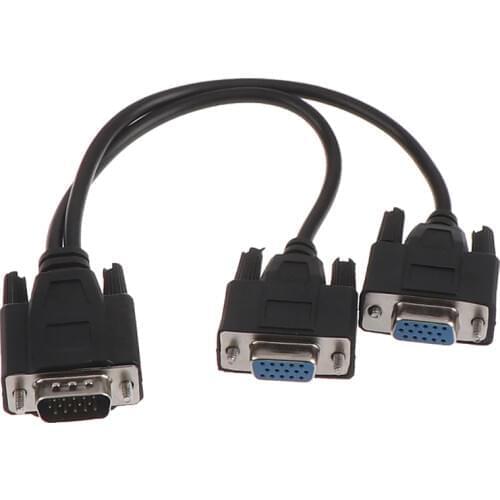 2020 NEW 15Pin VGA Male To 2 Vga Svga Female Adapter Splitter Video Monitor Cable