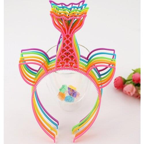 2020 Wholesale Candy Color Mermaid Headband Hot Sale Festive Antler Ear Headband Fashion Hair Accessories Plastic Headband Women