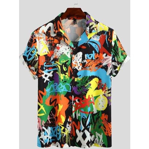 2021 Fashion Mens Short Sleeve Hawaiian Shirt Fast Drying Summer Casual Floral Men Beach Shirts Turn Down Collar Blouses Tops