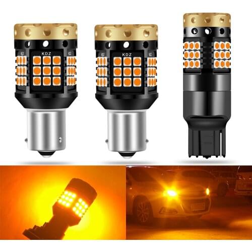 2x T20 W21W WY21W 7440 7440NA P21W PY21W LED Turn Signal Light Bulbs Canbus Error Free No Hyper Flash 4000lumen Amber Yellow