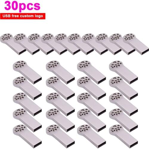 30pcs logo free U drive usb 2.0 Pendrive U Disk 4gb 8Ggb 16gb 32gb 64gb 128GB metal usb memory stick external storage wedding