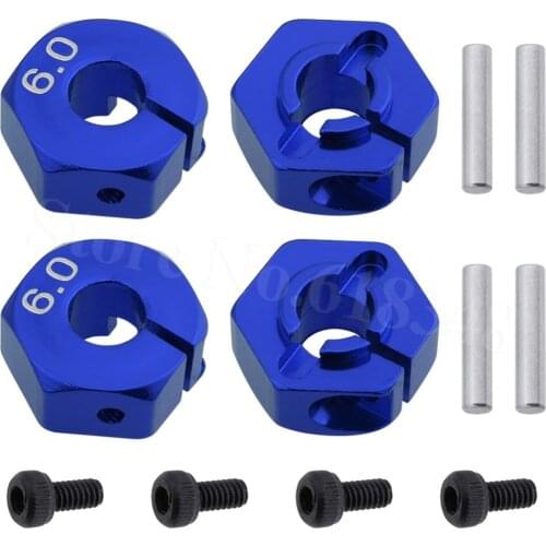 4pcs Aluminum 6.0 Wheel Hex 12mm Drive Hubs With Pins & Screws For HSP HPI Tamiya Traxxas Car Buggy Monster