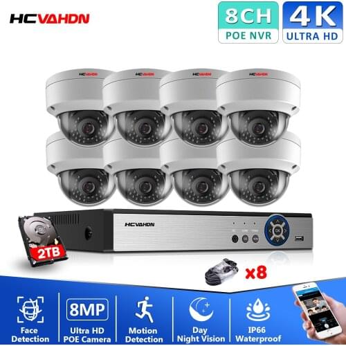 4K Ultra HD 8CH DVR Kit H.265 CCTV Camera Security System 8MP CCTV System IR Outdoor Night Vision Video Surveillance Kits