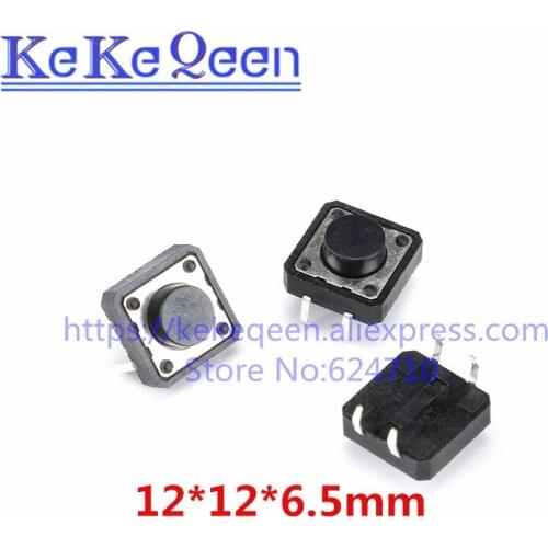 50Pcs/Lot 12x12x6.5 12x12x6.5MM Touch Button Micro Switch Direct Plug-in Self-reset 12*12*6.5mm keys button DIP 4PIN 12*12*6.5