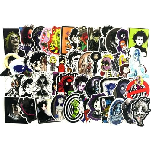 61pcs Stickers Tim Burton Classic Movie Edward Scissorhands Graffiti Sticker For Skateboard Laptop Bicycle Waterproof Decals