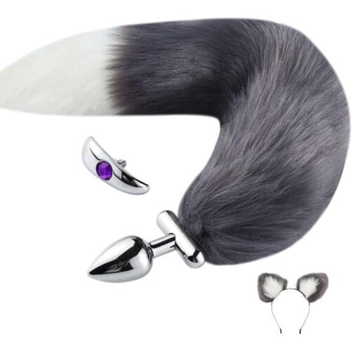 8 Styles 2 pcs/SET Artificial Hair Plush Hairpin Ears Headband Headdress Fox Tail Chrome Metal Plug