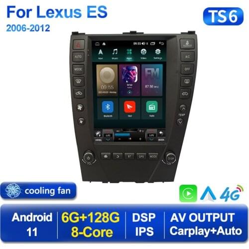 Vertical Tesla Style Android 11 6+128G Car Radio Multimedia Player for Lexus ES ES240 ES300 ES330 ES350 Auto Stereo GPS Navi 4G