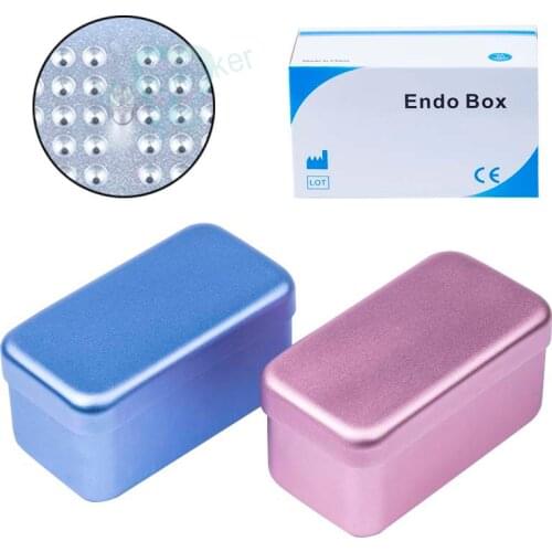 New 2pcs 60 Holes Dental Autoclave Disinfection Box Case for Endodontic Reamers Pink/Blue Hoder High Quality