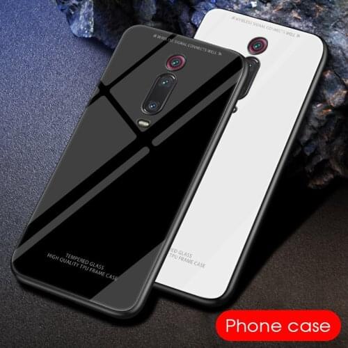 Black White Tempered Glass Case For Xiaomi Mi 9T Pro 9 SE Solid Color Glass Cover Coque For Xiaomi mi9t mi 9se 9t Bumper Shell