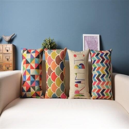 Decorative Throw Pillow Cushion Cover Geometric Lumbar Colorful Gift Cushions Home Rectangle