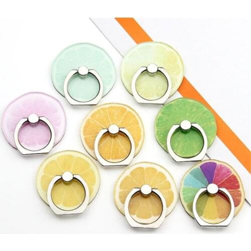 360 Degree Lemon Lime Fruits Finger Ring Smartphone Stand Holder Mobile Phone Holder Stand For Iphone 8 X 6 7 Xiaomi Huawei