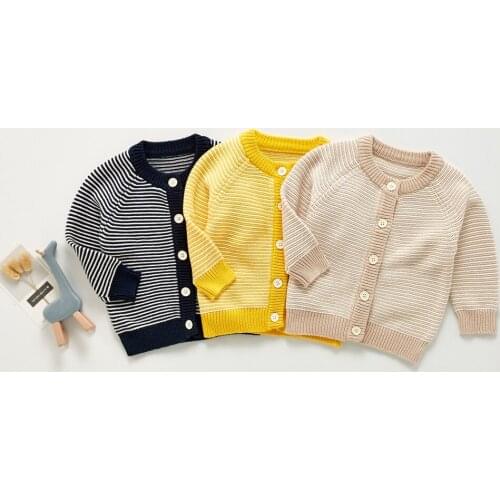 Ins Hot Sale Kids Boys and Girls Striple Knit Cardigan