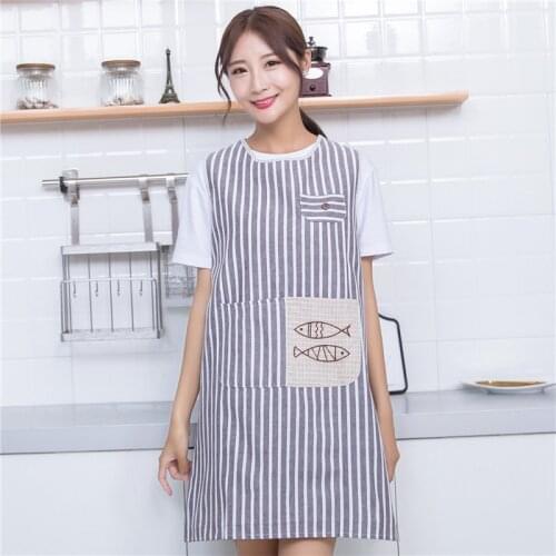Home Breathable Cute Cotton Kitchen Cooking Shoulder Apron Korean Fashion Vest Oilproof Men and Women Overalls