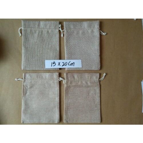 50pcs/lot 15x20 20x30cm Natural burlap Jute bag Candy wedding gift bag party favor bags drawstring pouch jewelry Packaging bag