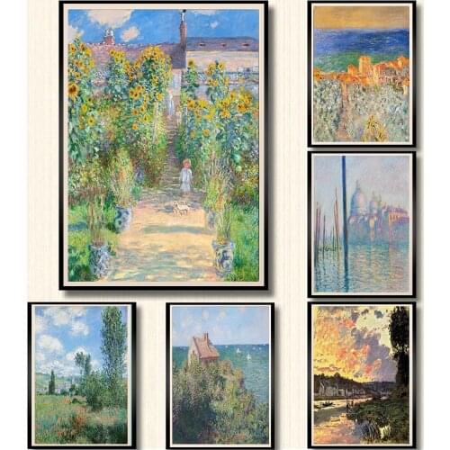 Famous Claude Monet Oil Painting Canvas Posters and Prints Cuadros Landscape Wall Art Pictures For Bedroom Office Home Decor