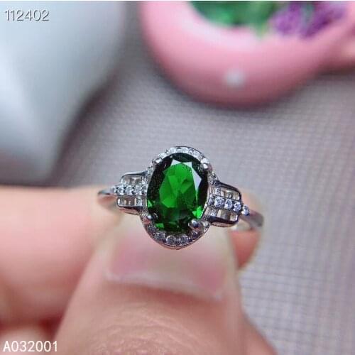 KJJEAXCMY fine jewelry natural Diopside 925 sterling silver adjustable women ring support test elegant