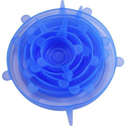 6PCS Silicone Stretch Lids Silicone Cover to Keep Food Fresh Reusable Universal Lid Kitchen Cookware Accessories