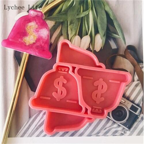 Lychee Life Dollar Pockets Silicone Cookie Biscuit Stamp Mold Cake Cutter Tools Embosser Mould Tool Cake Crafts