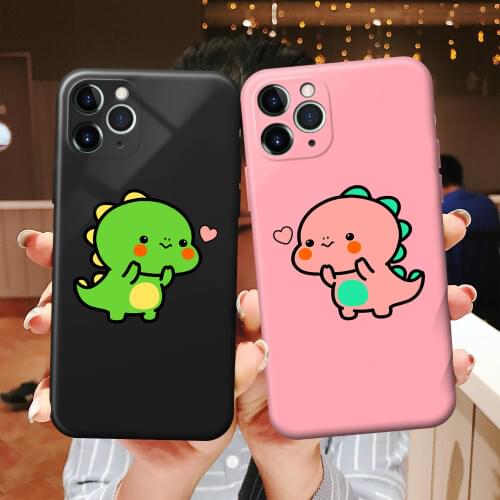 Cute Cartoon Dinosaur Case For iphone 7 6 6S 5 5S 8 Plus Case For iphone 12 11 Pro XR XS MAX SE 2020 12mini Soft Silicone Cover