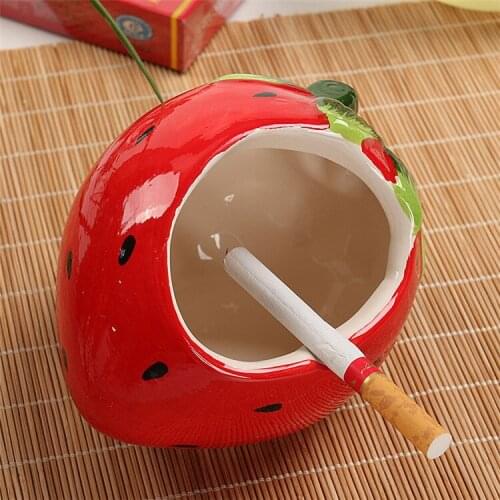 Fashion 10.5cm 12cm Ceramic Fruit Ashtray Figurines European style Apple Strawberry Watermelon Orange Living Room Ornament Gift