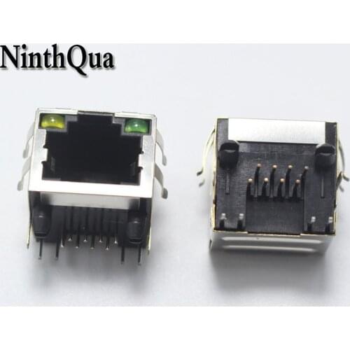 2PCS Right Angle RJ45 Modular Network PCB Jack 56 8P LAN Connector Shielded with LED Lamp & Shrapnel