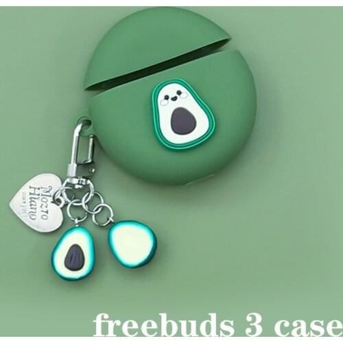 Cartoon For Huawei Freebuds 3 / Freebuds PRO Case Cute avocado cartoon Keychain Silicone Earphone Cover Non-slip Protection Case