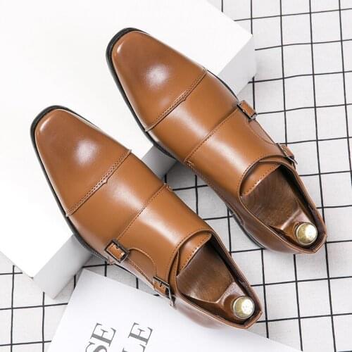 Mens Comfortable Buckle Leather Shoes High Quality Dress Shoes Fashion Banquet Shoes Business Shoes Driving Shoes