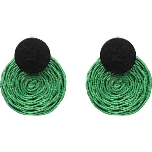 New Design Vintage Jewelry 6 Colors Rope Wood Charm Earring Ethnic BOHO Stud Earrings For Women Bijoux Factory Price