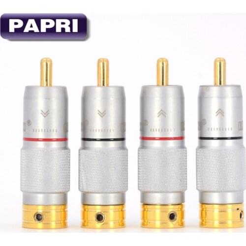 PAPRI EIZZ Male RCA Plug 24K Gold Plated Connector HIFI Audio Video CD Player Lot/4PCS
