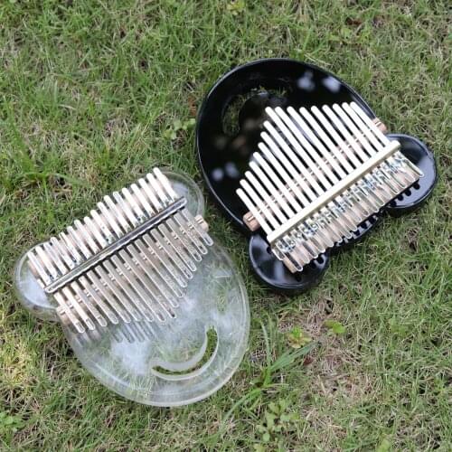 17 Keys Simulation Crystal Transparent Bear Face Shape Thumb Piano Kalimba Mbira with Tuning Hammer for Beginner Performance