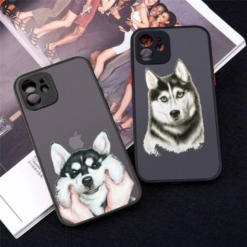 Husky Kawaii Wolf cute Phone Case matte transparent For iphone 7 8 11 12 plus mini x xs xr pro max cover